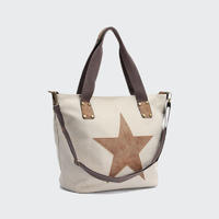 Popular Fashion Lady Canvas Handbag With PU Star New Design Women Canvas Bag