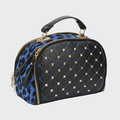 The Latest Fashion Leopard Pattern Lady Cross-Body Bag Embroidered Check Rivet Women Bag