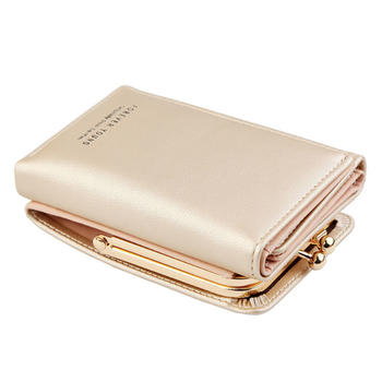 New cute women's wallet fashion mini clutch bag PU leather double fold credit card holder purse